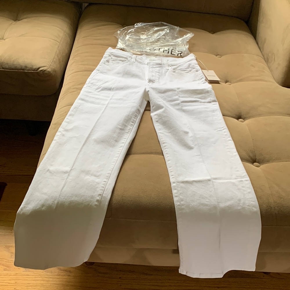 MOTHER the rambler zip ankle, in fairest of them all (white) size 29